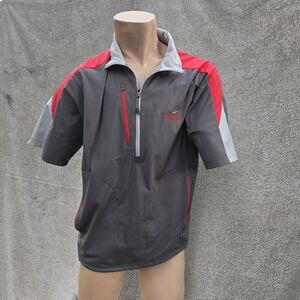Antigua Men's Gray and Red Lightweight Half-Zip Jacket